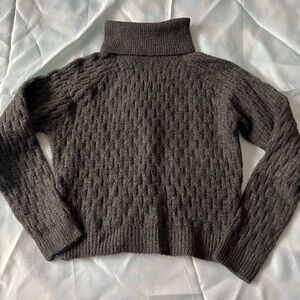 Zara Charcoal Cable Knit Turtleneck Sweater